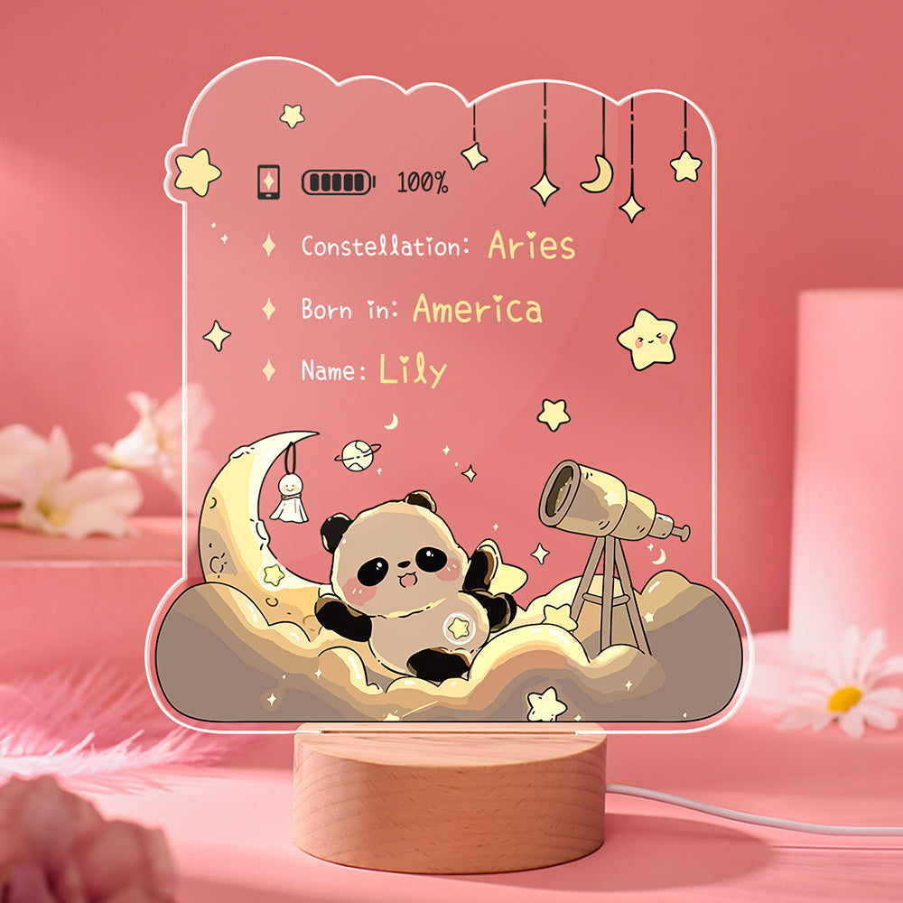 Personalized Name Baby Gifts Nursery Decor Custom Constellation Exclusive Panda Night Light