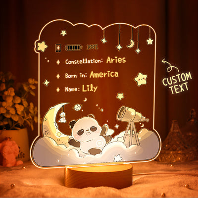 Personalized Name Baby Gifts Nursery Decor Custom Constellation Exclusive Panda Night Light