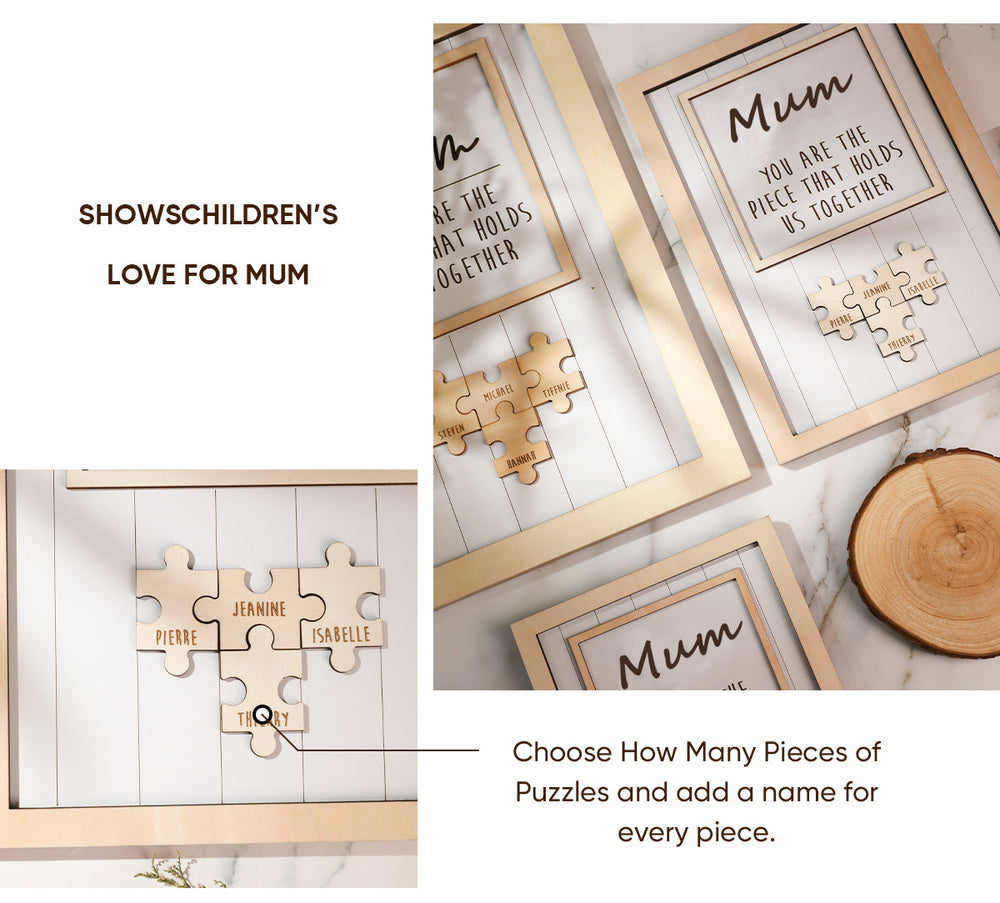 Custom Wooden Puzzle Box Frame Personalised Engraved Name Decor Gift for Mother