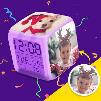 Personalised Multiphoto Alarm Clock Home Decoration Multiphoto Colorful Lights