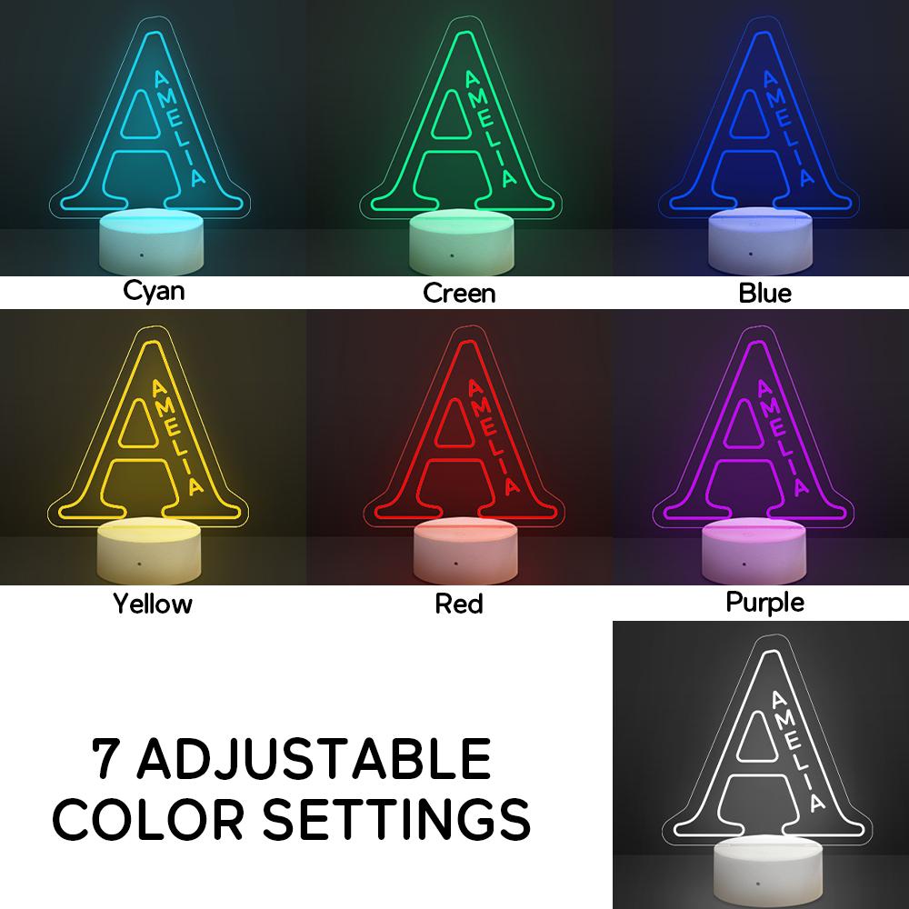 Plastic Acrylic LED Lamp LED Night Light 26 Letter Personalised Lamp Custom LED Engraved Lamp Birthday Gifts