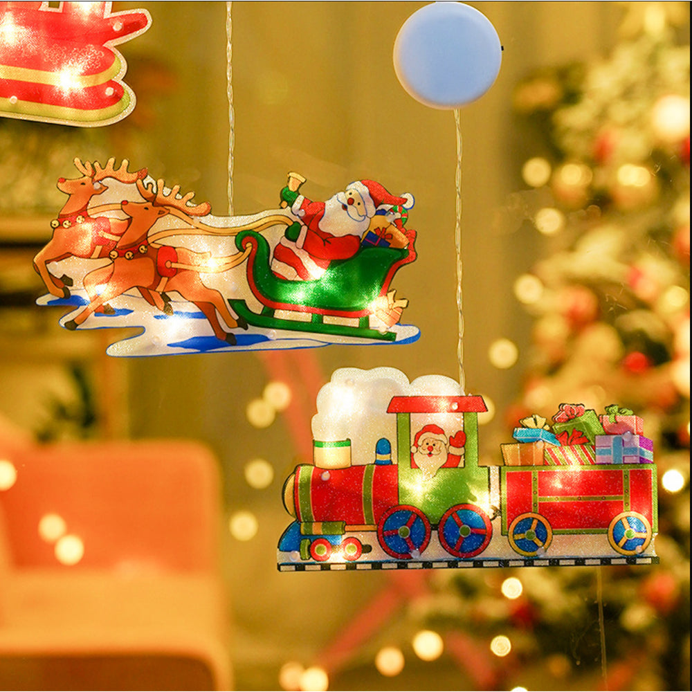 Christmas Decor Light Santa Claus Led Suction Cup Window Hanging Lights Atmosphere Scene Decor Festive Decorative Light