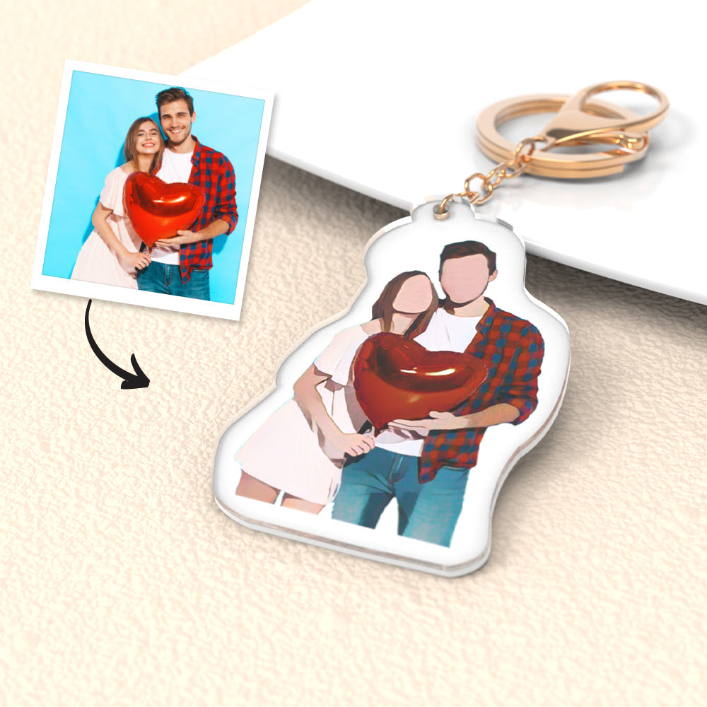 Custom Gift for Wedding Portrait Keychain Personalised Portrait Keyring Anniversary Gift