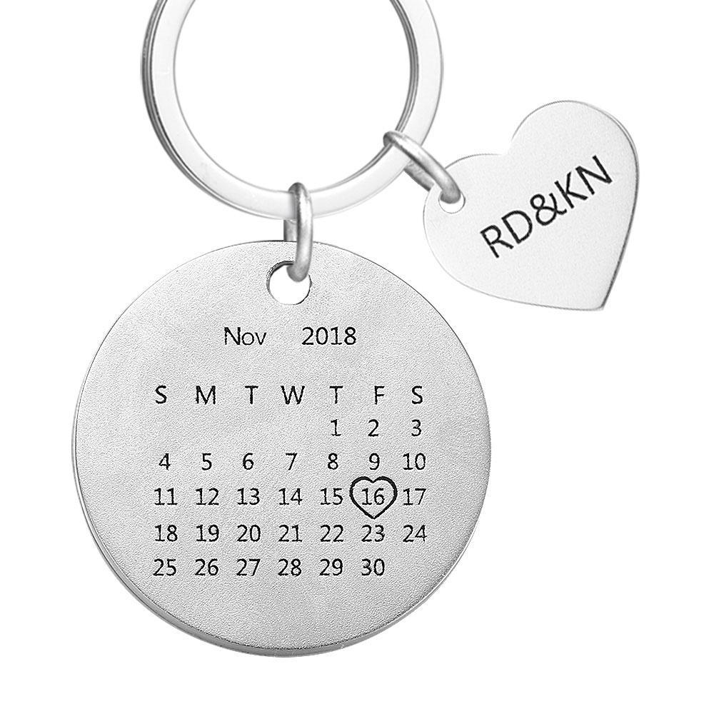 Custom Photo Engraved Calendar Keyring -Gift for Mum