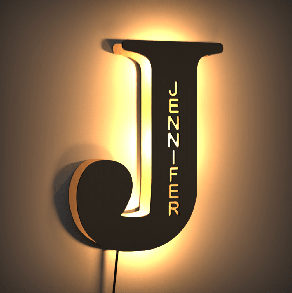 Custom Name Sign Custom Wooden Night Light Letter Lamp Wall Decor Name Light Living Room