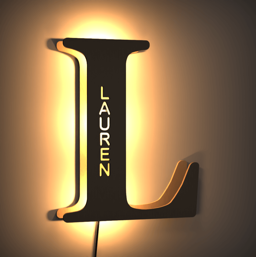 Custom Light Up Letter Custom Name Light Night Wall Lamp Alphabet Wooden Lamp