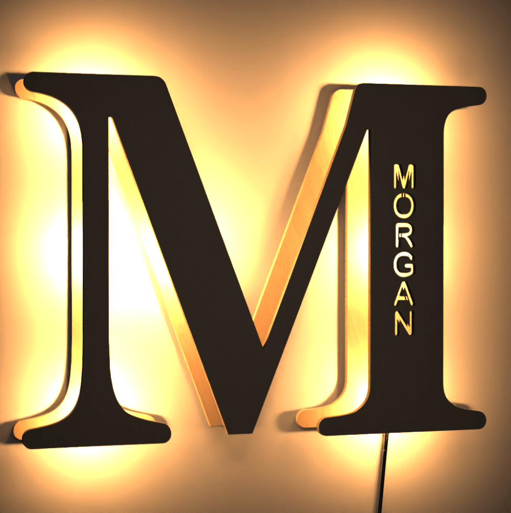 Custom Gift Name Sign Wooden Night Light Letter Lamp Wall Decor Name Light Living Room Seven Colors