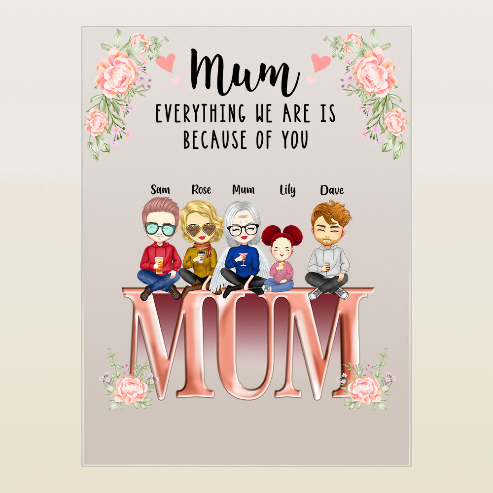 Mother's Day Gifts Personalised Acrylic Plaque Mother and Children Best Family