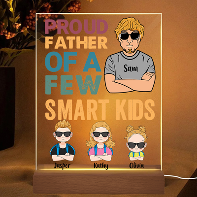 Father's Gifts Custom Family Member Plaque Lamp Pround Father