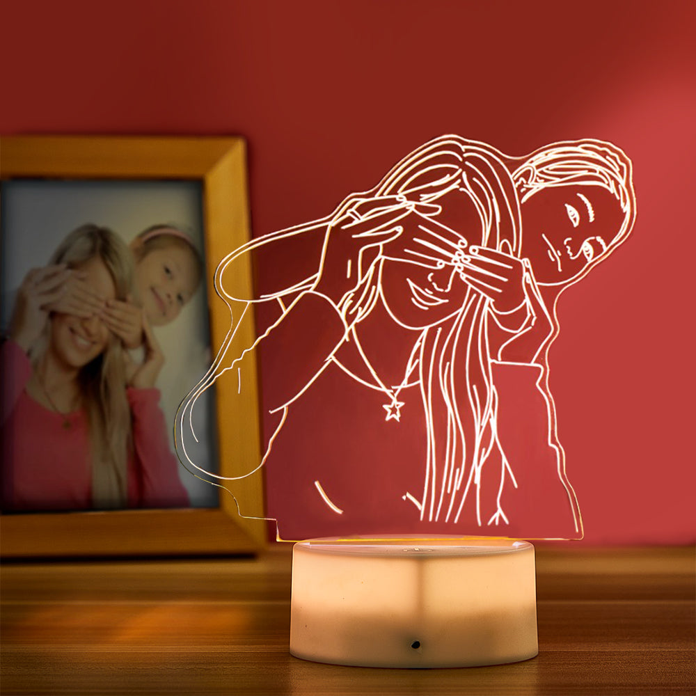 Gift for Mum Custom Engraved Portrait  Night Light 3D Photo LED light Home Decoration Lamp