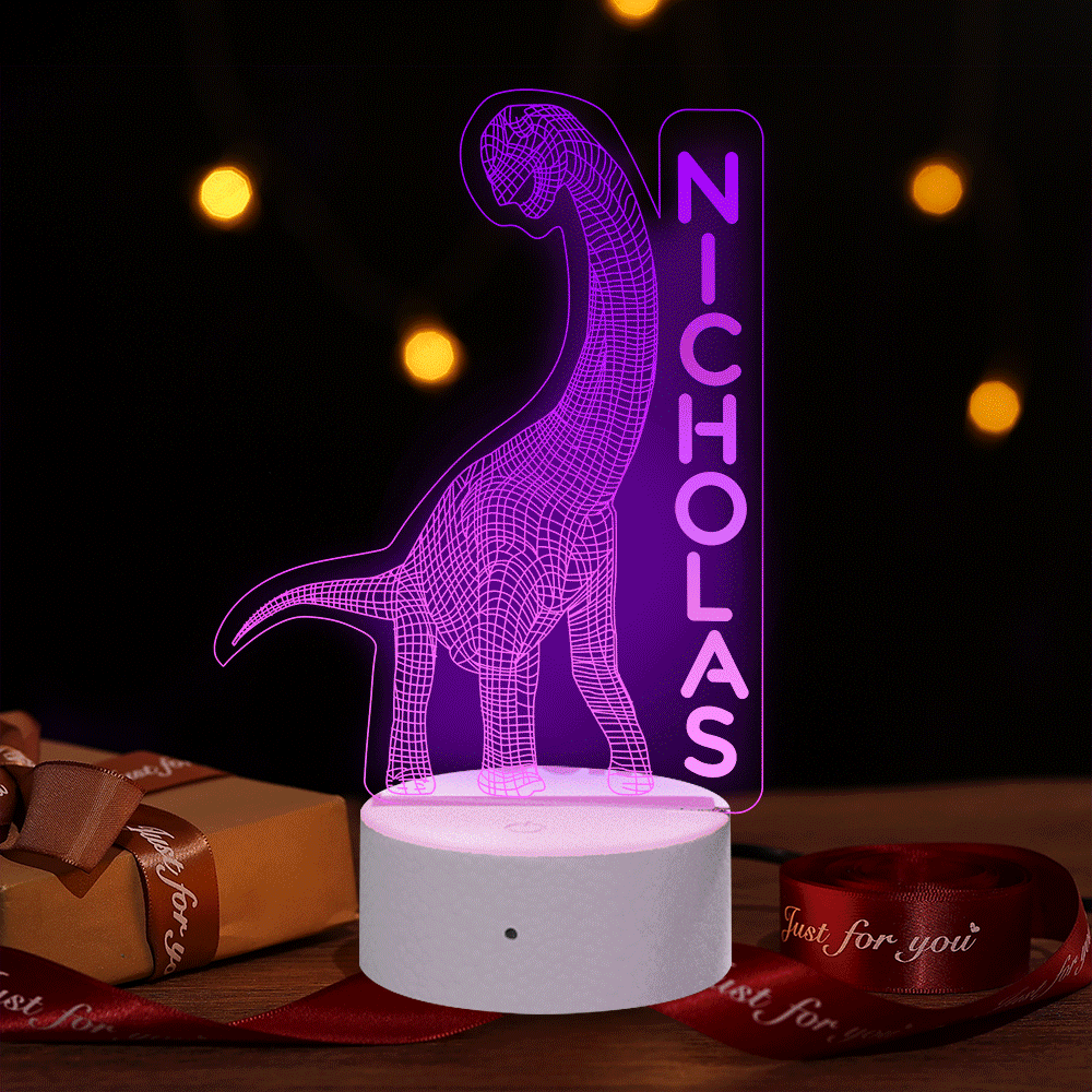Custom Name Letter Dinosaur Illusion Lamp Gift for Child - 3D Dinosaur Light 7 Colors Optical