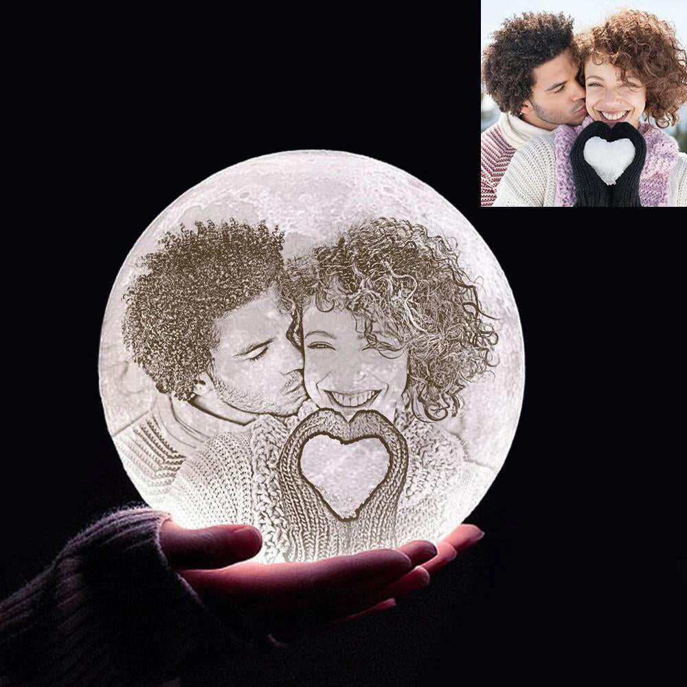 Christmas Gift Custom 3D Printing Photo Moon Lamp With Your Text - Touch Two Colors(10cm-20cm)