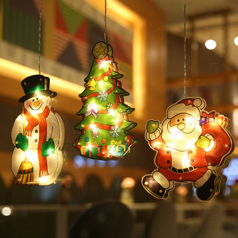 Christmas Decor Light Santa Claus Led Suction Cup Window Hanging Lights Atmosphere Scene Decor Festive Decorative Light