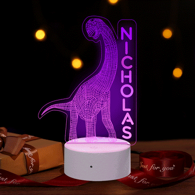 Custom Name Letter Dinosaur Illusion Lamp -3D Dinosaur Light 7 Colors Optical Kids Toy