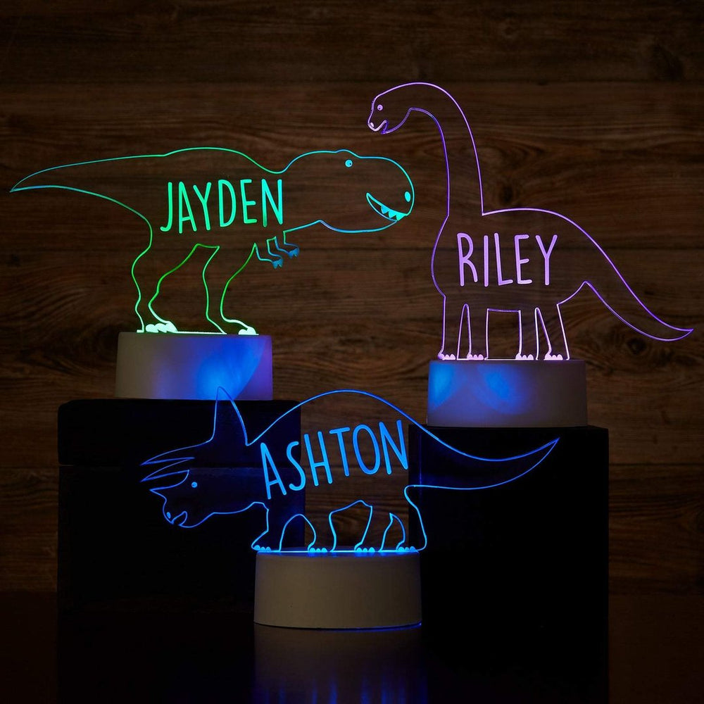 Personalised Diplodocus Dinosaur Lamp With Custom Name Night Light Kid's Bedroom Decor Children's Night Light