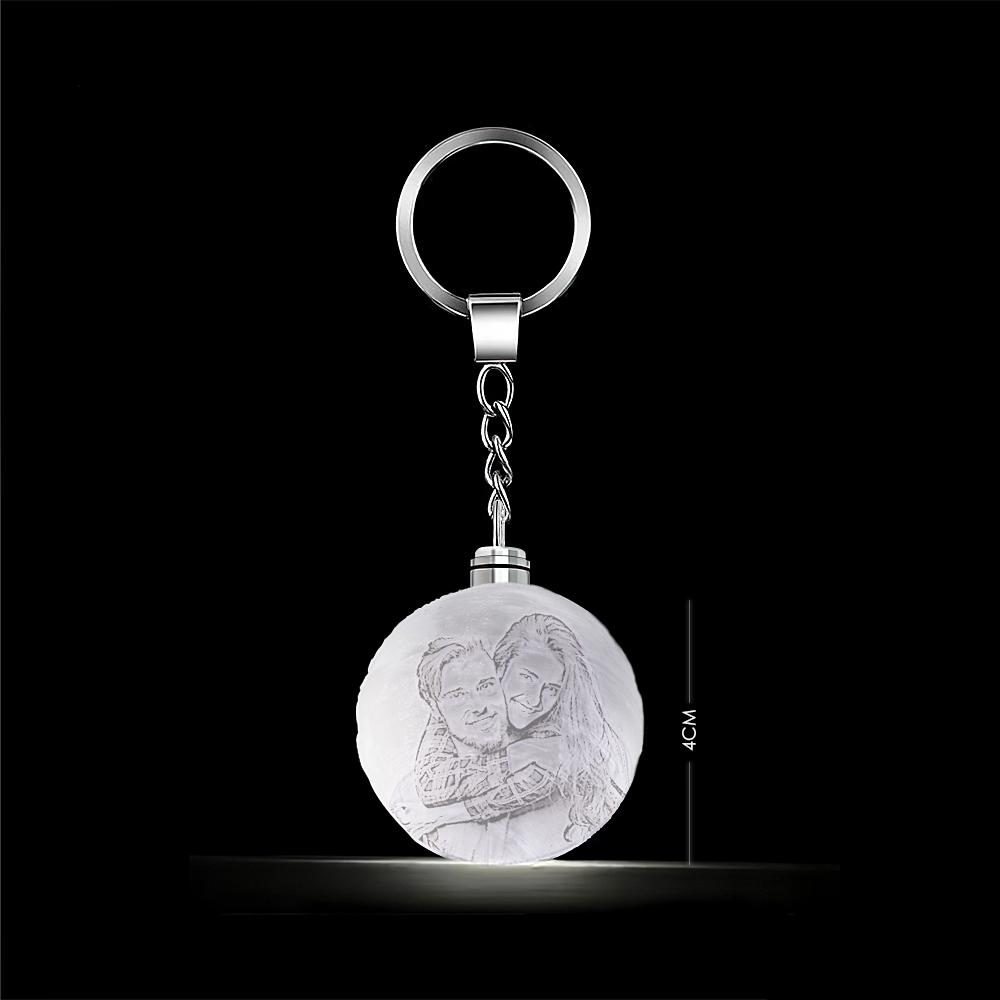Custom Photo Keychain 3D Printed Moon Lamp