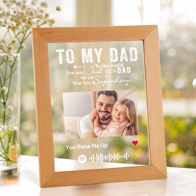 Personalised Spotify Photo Engraved Photo Frame LED Night Lamp Best Dad Ever Gift for Dad