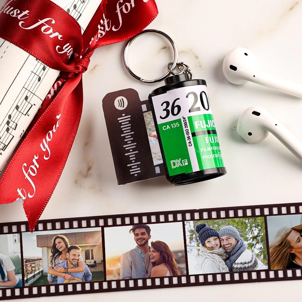 Spotify Code Scannable Custom Camera Roll Keychain for Love 5-20 Pictures Green Shell
