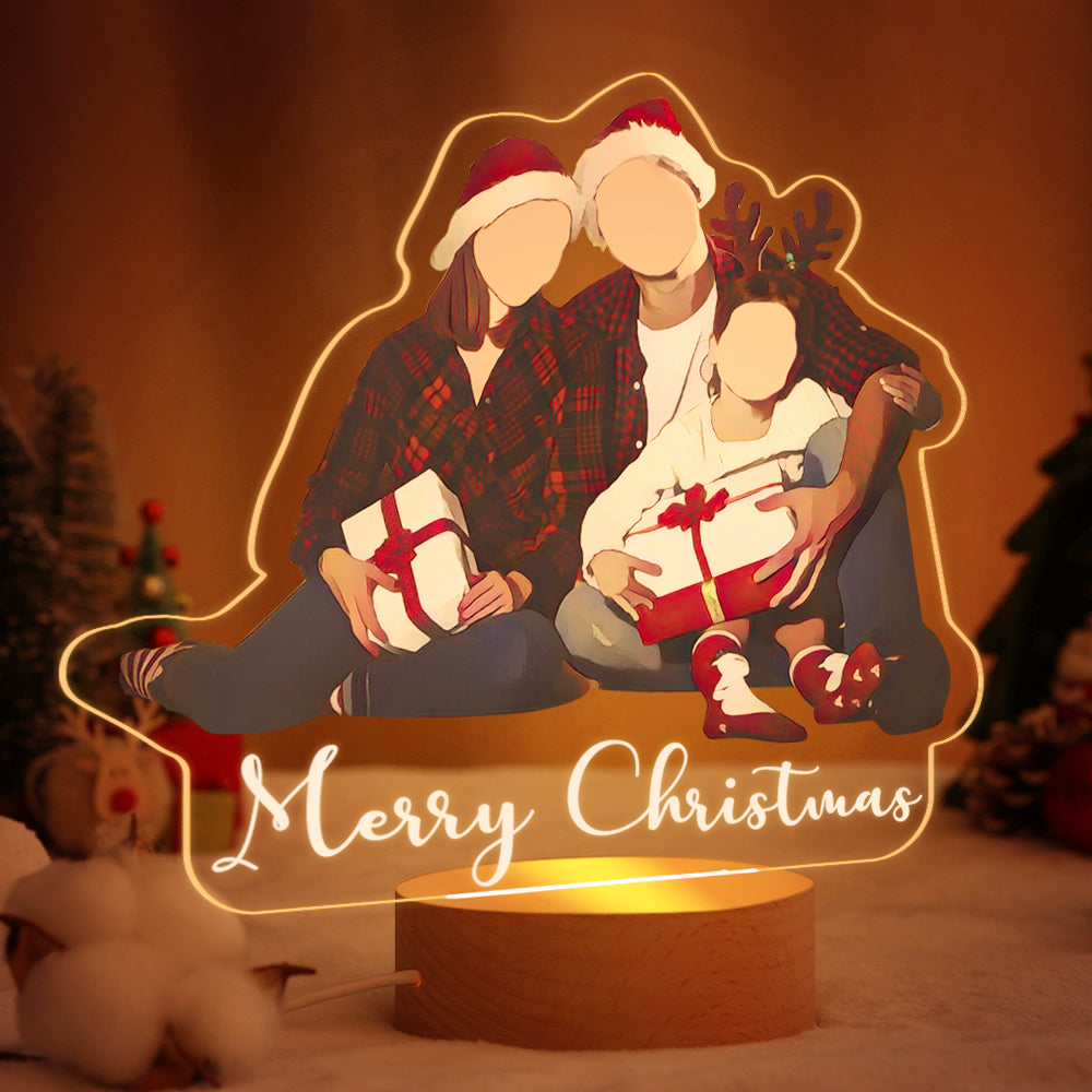 Custom Engraved Portrait Night Light Chirstmas Gifts 3D Photo LED light Home Decoration Lamp