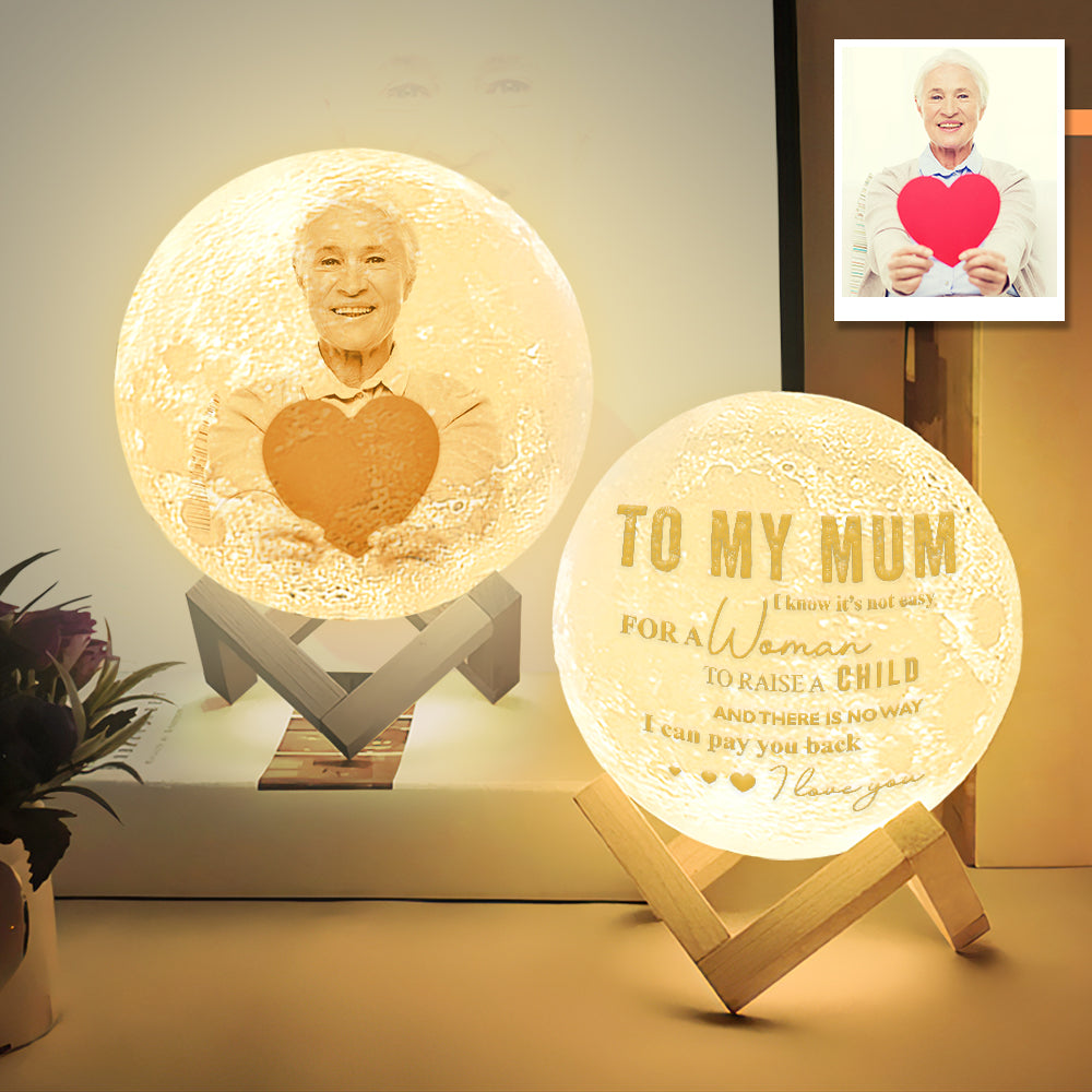 In Loving Memory Gift Custom 3D Printing Photo Moon Lamp Magic Lunar With Photo & Text - Touch Two/Three Colors(10cm-20cm)