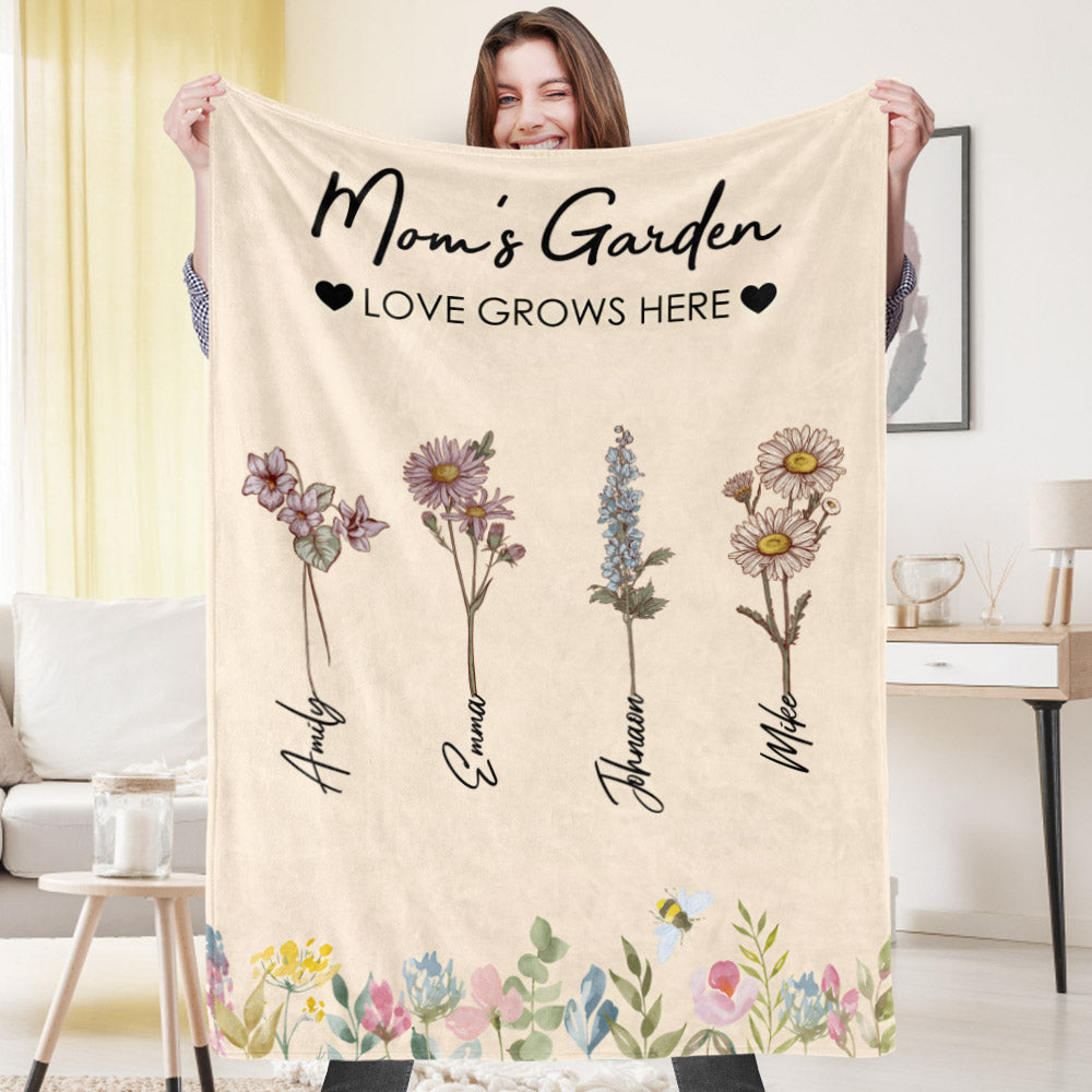 Custom Birthday Flower Blanket Personalized Name Blanket Unique Gift