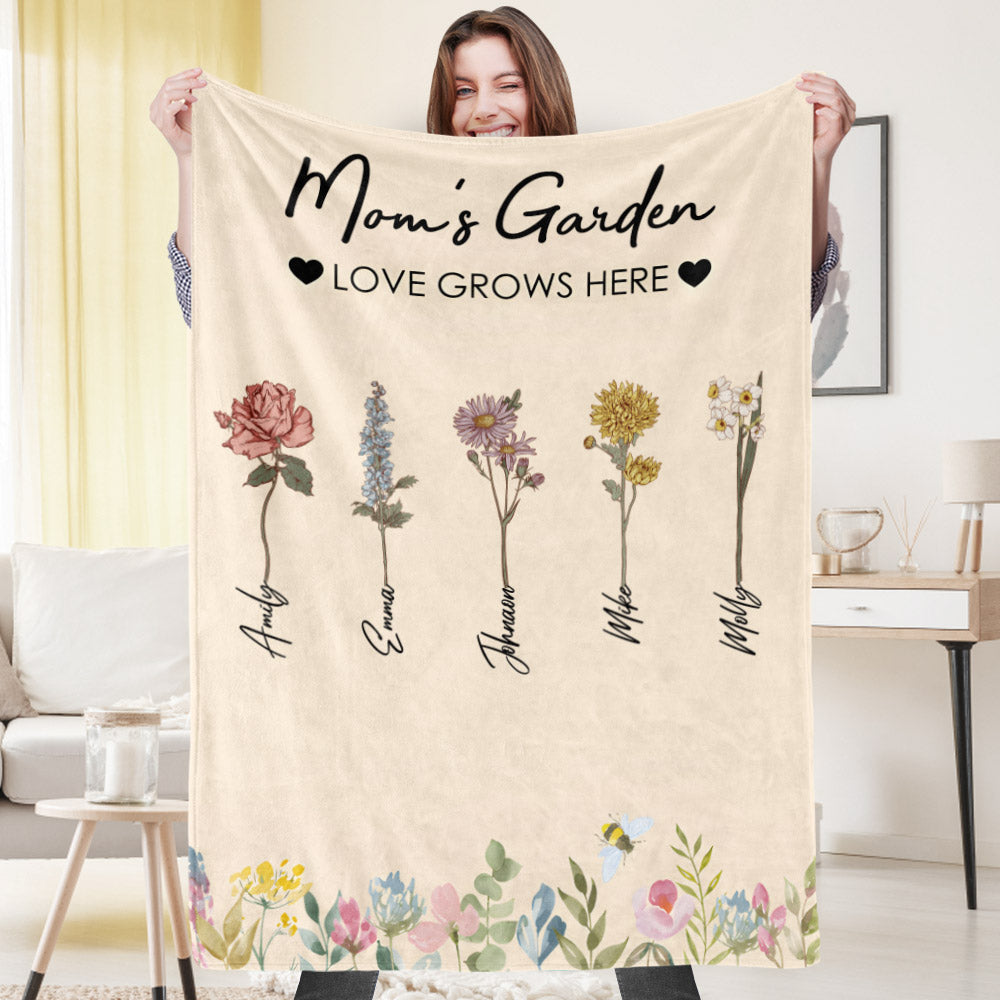 Custom Birthday Flower Blanket Personalized Name Blanket Unique Gift