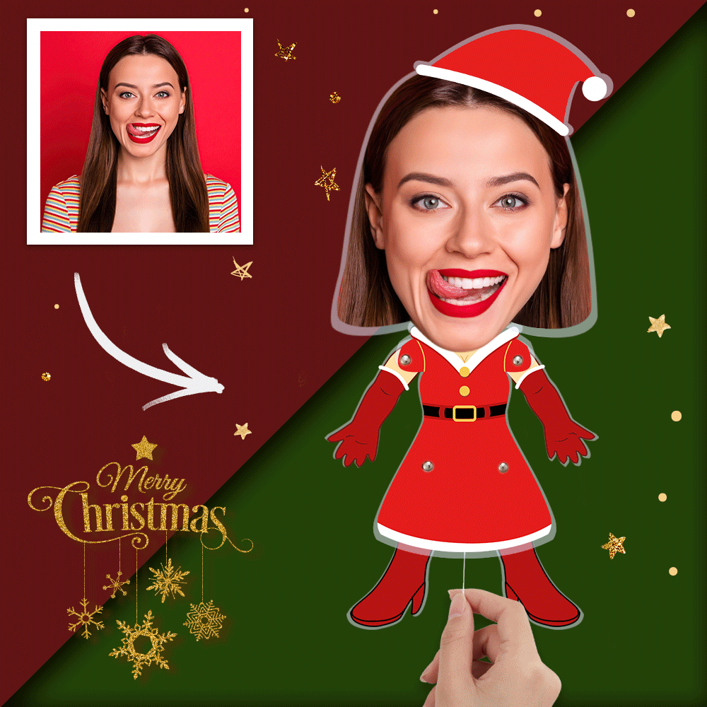 Merry Christmas Custom Pull String Ornament Face Decor Gifts For Her