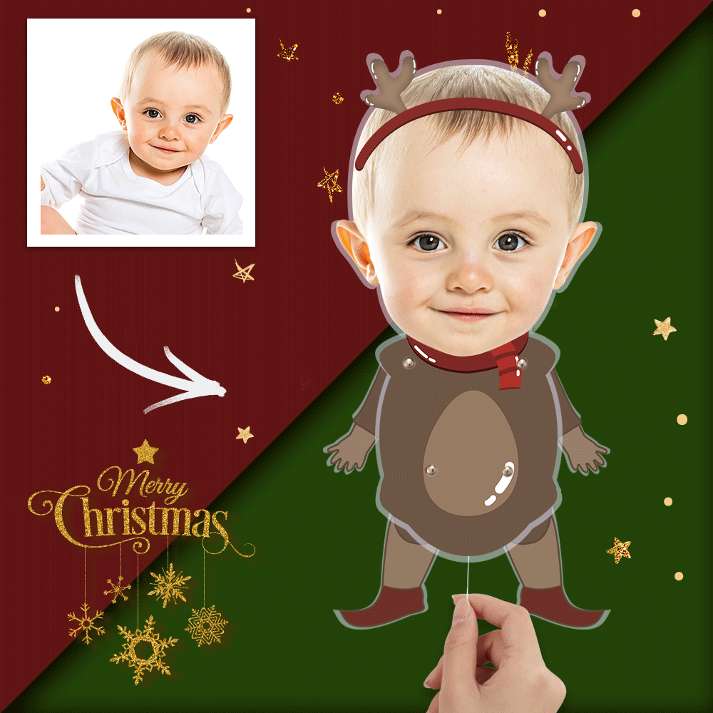 Merry Christmas Custom Pull String Ornament Face Decor Cute Elk Gifts For Baby