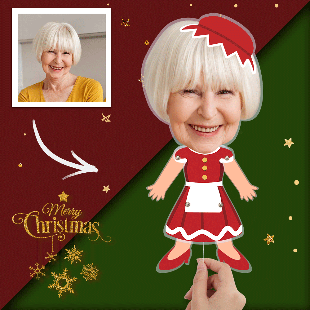 Merry Christmas Custom Pull String Ornament Face Decor Gifts For Grandma