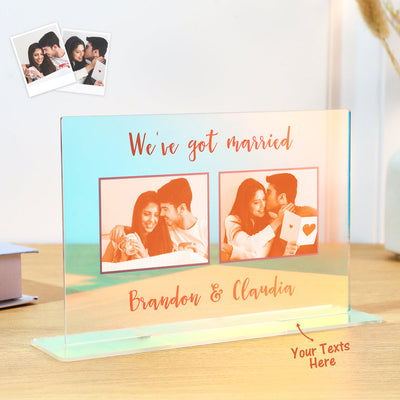 Custom Photo Transparent Gradient Color Acrylic Ornaments Personalized Engraved Keepsake for Couples - photomoonlampuk