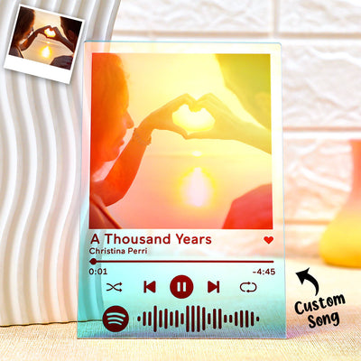Custom Spotify Code Song Transparent Gradient Color Acrylic Plaque Music Art Photo Laser Colorful Decor Gift For Couples - photomoonlampuk