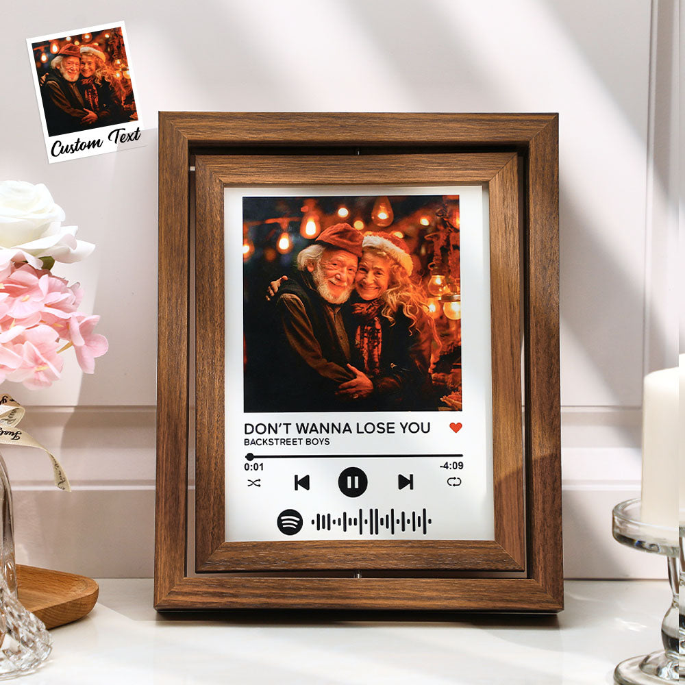Custom Photo Spotify Rotating Frame Scannable Spotify Code Floating Picture Decor Frame Gifts For Couples