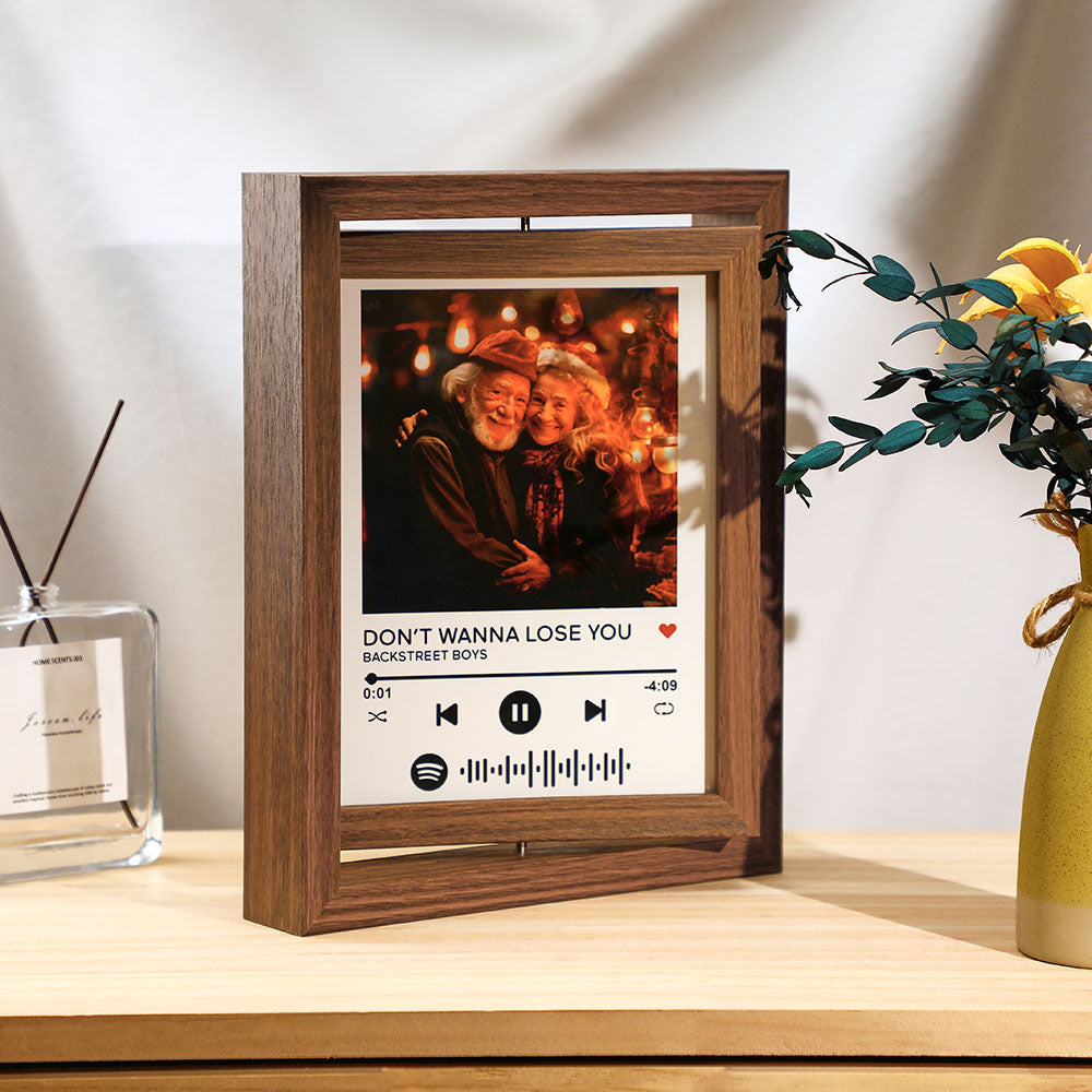 Custom Photo Spotify Rotating Frame Scannable Spotify Code Floating Picture Decor Frame Gifts For Couples