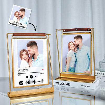 Scannable Spotify Code Photo Frame Personalized Double-Sided Display Stand Gifts For Lovers - photomoonlampuk