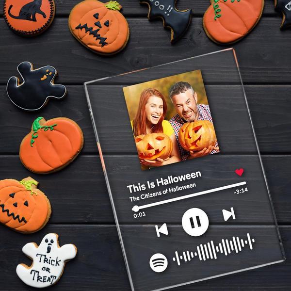 Spotify Acrylic Glass - Custom Spotify Code Music Plaque(4.7in x 6.3in) Halloween Home Decor Happy Howloween
