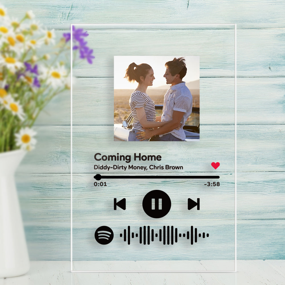 Spotify Acrylic Glass Gift for Dad - Custom Spotify Code Music Plaque(4.7in x 6.3in)