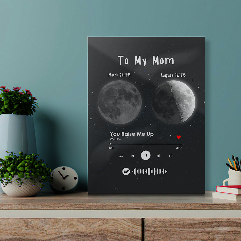 To My Mum Spotify Plaque Gift for Mum Custom Moon Shape Shadow Music Code Decor