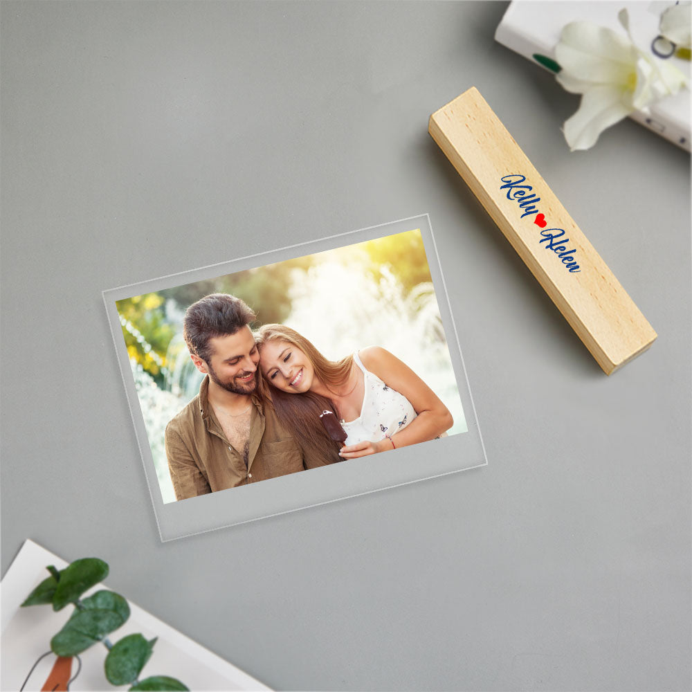 Custom Photo Acrylic Wooden Base Decor Picture Frame Gift for Her Table Top Display