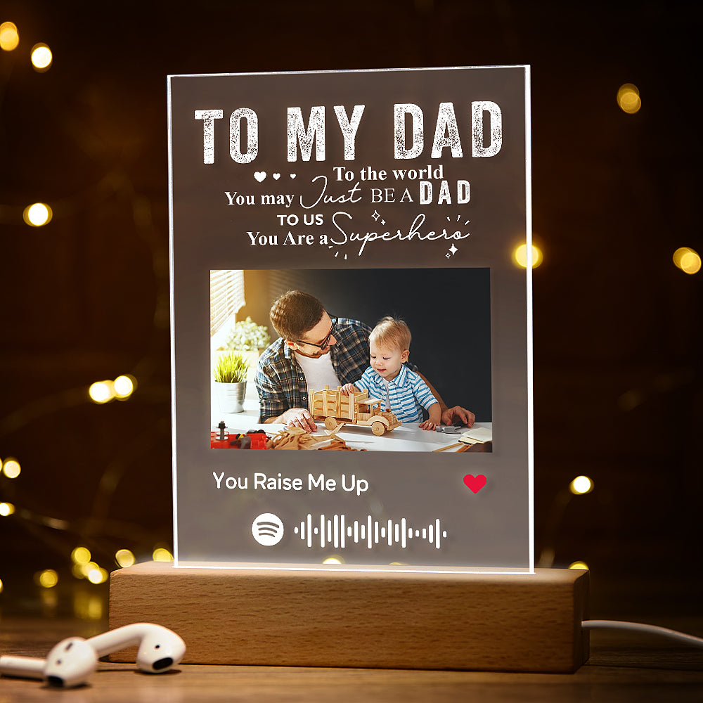 Personalised Photo Engraved Text Acrylic Plaque Best Dad Ever Gift for Dad