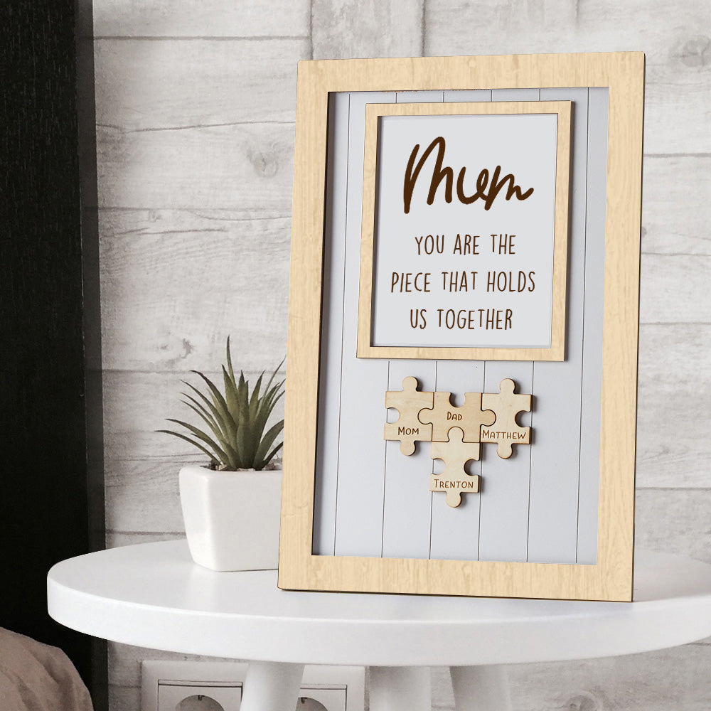 Custom Wooden Puzzle Box Frame Personalised Engraved Name Decor Gift for Mother