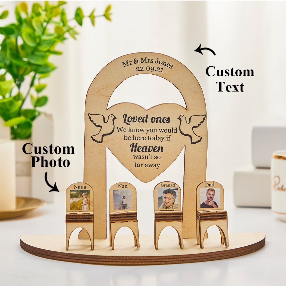 Custom Photo Engraved Loved Ones in Heaven Plaque Centrepiece with Chairs Memorial Christmas Day Gifts