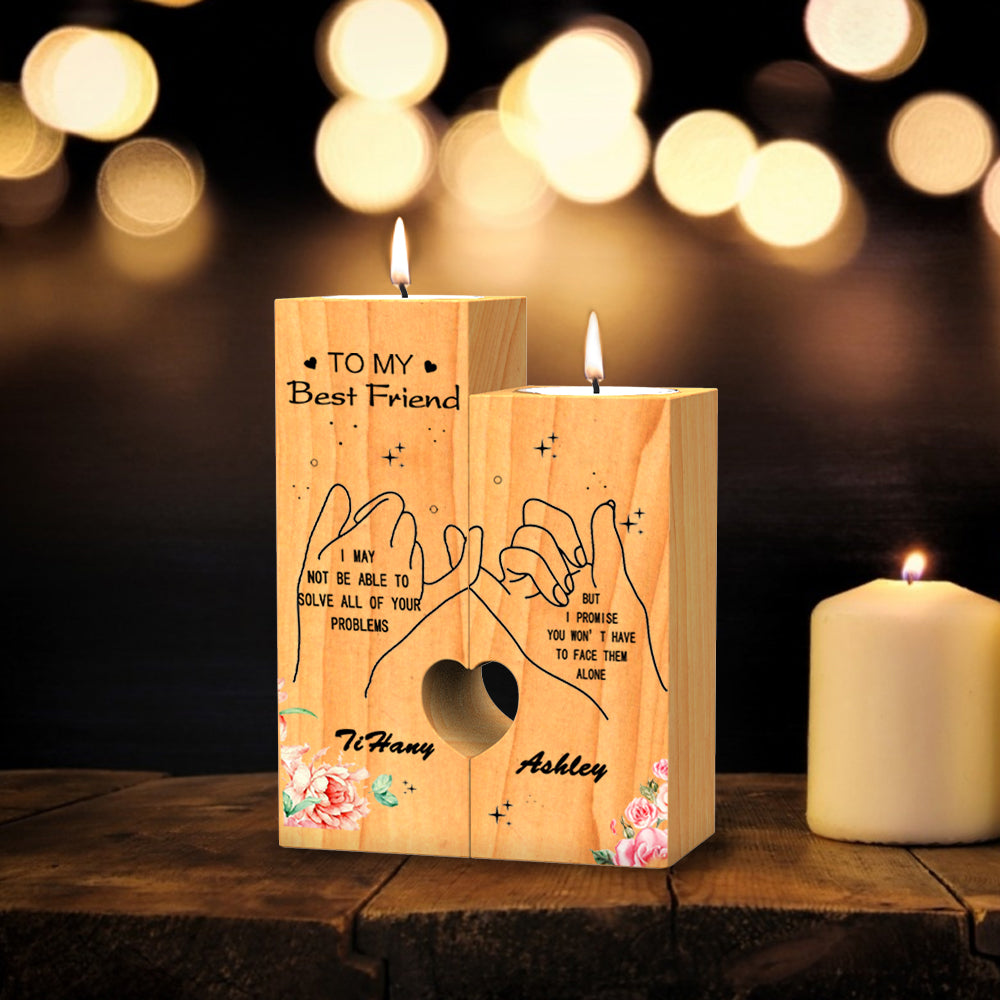 To My Best Friend Custom Candlestick Wooden Gifts Heart Shaped Tea Light Holder Interior Design Decoration Gift