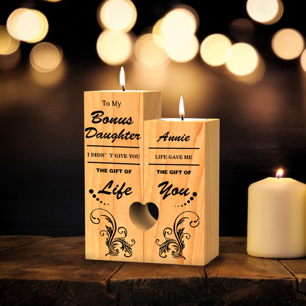 To My Daughter Custom Wooden Candleholders Heart Shaped Tea Light Holder