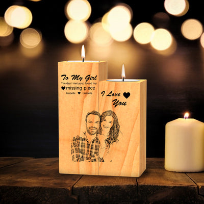 To My Girl Handmade Wooden Candlesticks Valentine Birthday Wedding Anniversary Gift