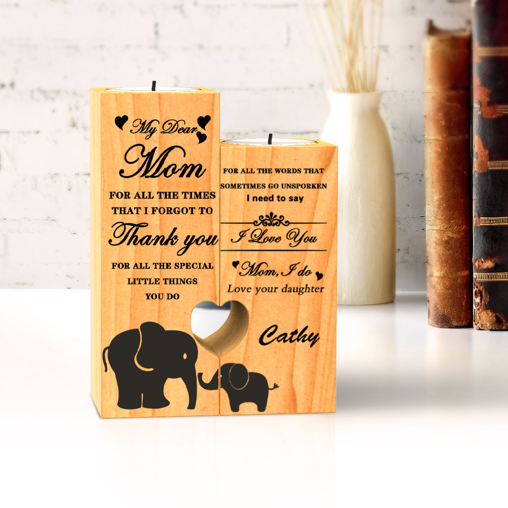 Mother's Day Gift Custom Wooden Candleholders Heart Shaped Tea Light Holder
