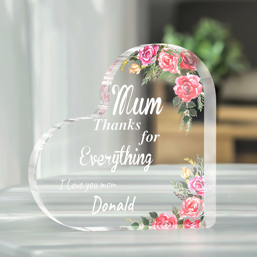 Personalised Acrylic Photo Block Custom Name Plaque Decor Gift for Mum