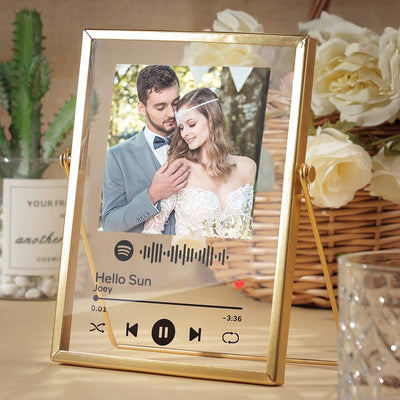 Personalised Spotify Code Wedding Gift Music Plaque Glass Art Spotify Plaque with Golden Frame