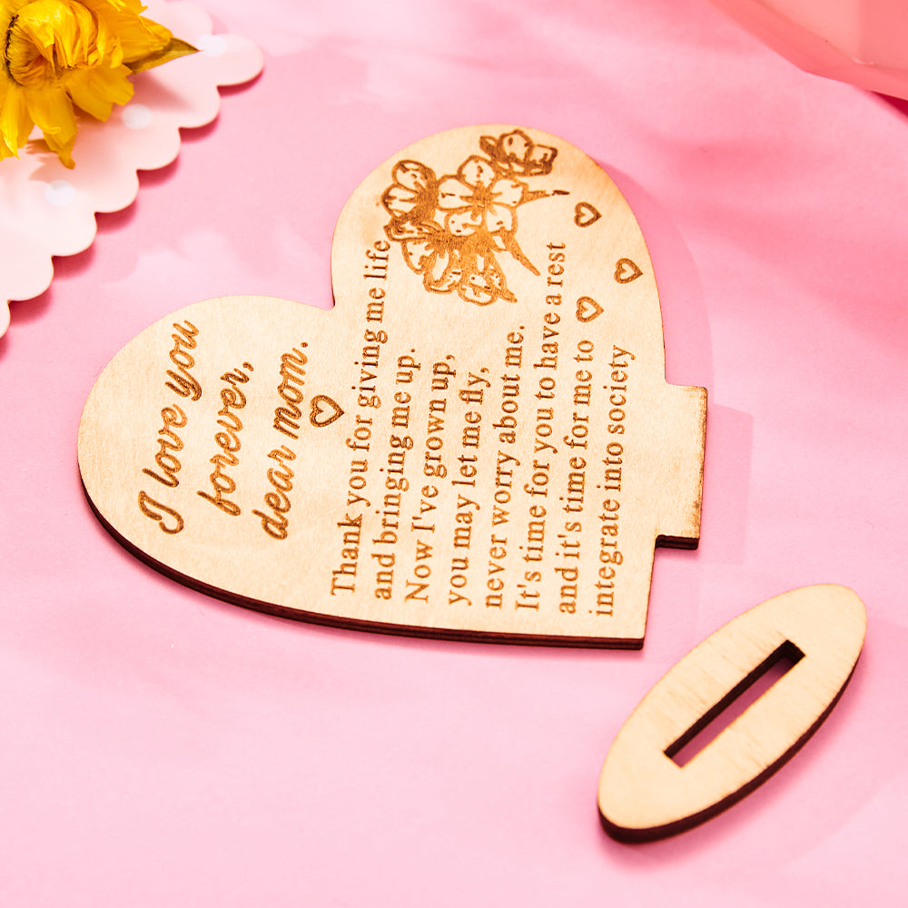 Custom Engraved Ornament Wooden Heart Shaped Vertical Decorative Board Gift for Mother