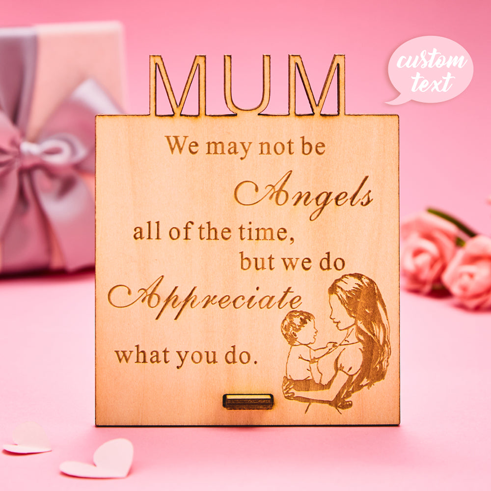 Custom Engraved Decoration Wooden Engraved Decoration Gift for Mother