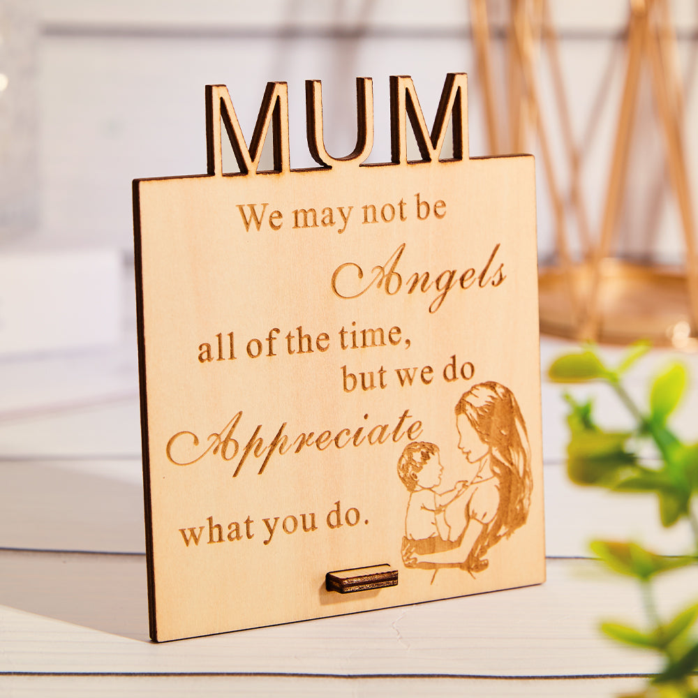 Custom Engraved Decoration Wooden Engraved Decoration Gift for Mother